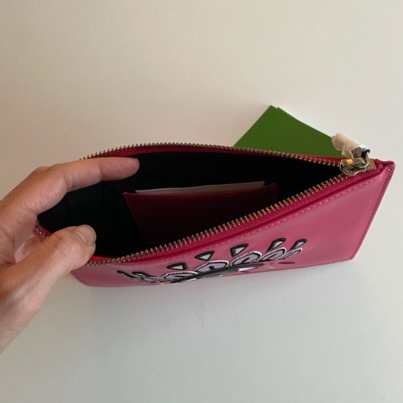 NWT KENZO pink Eye motif leather flat pouch bag clutch - Picture 3 of 4